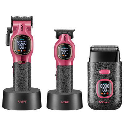 Набор машинок для стрижки волос VGR V-886S3 Pink